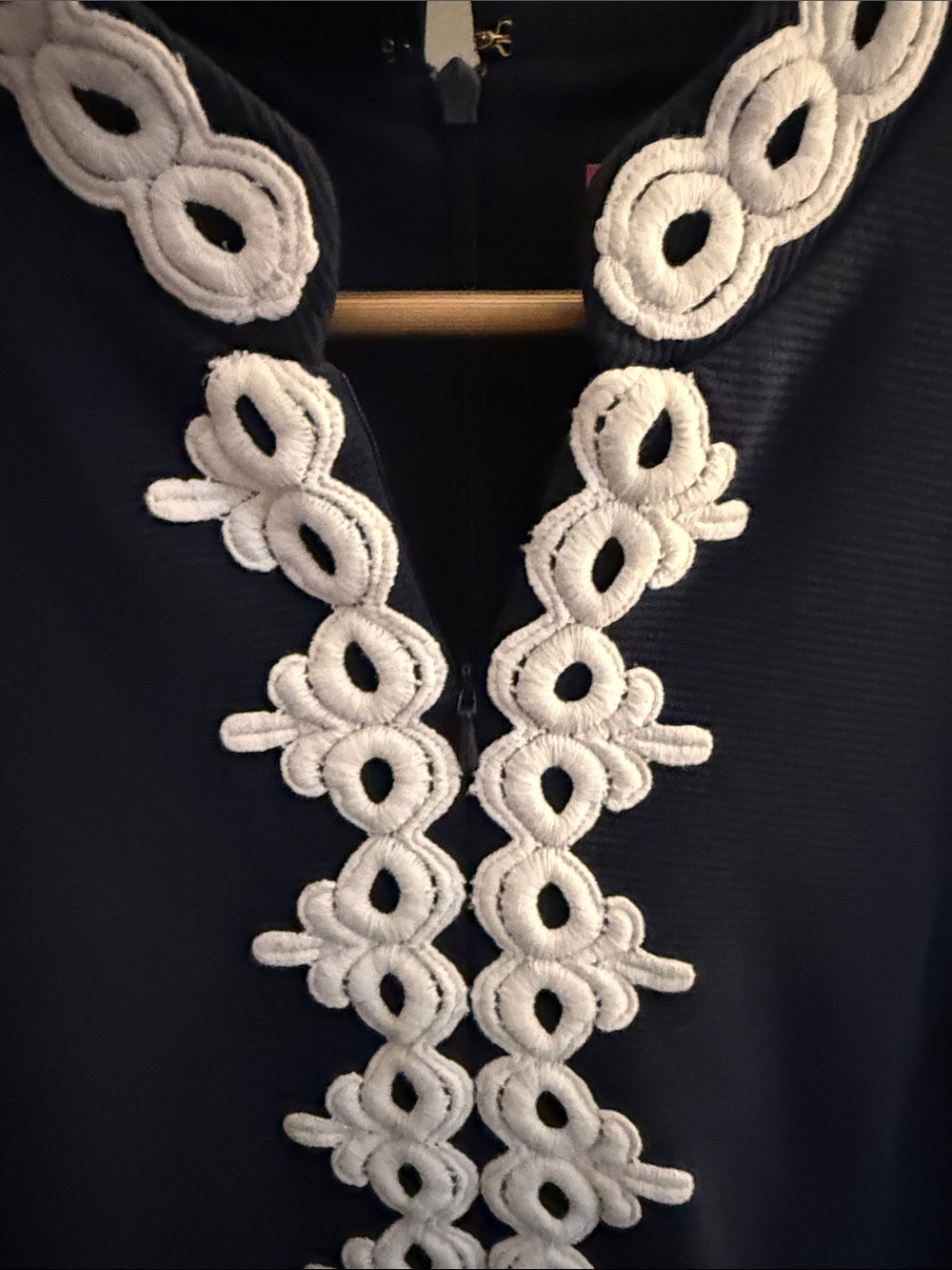 Lilly Pulitzer Navy Callista Shift Dress with White Crochet Trim - Picture 6 of 6